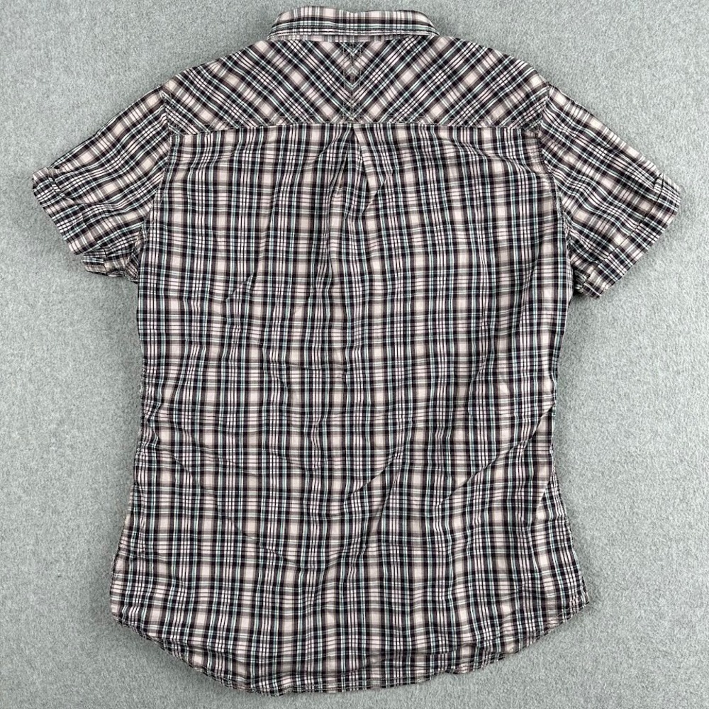 Woolrich‎ Womens Plaid Short Sleeve Button Up Shirt Size Small Purple Pink Blue - Picture 2 of 6